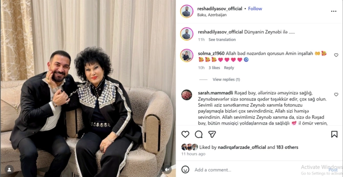 Rəşad İlyasovdan Zeynəb Xanlarova ilə bağlı PAYLAŞIM