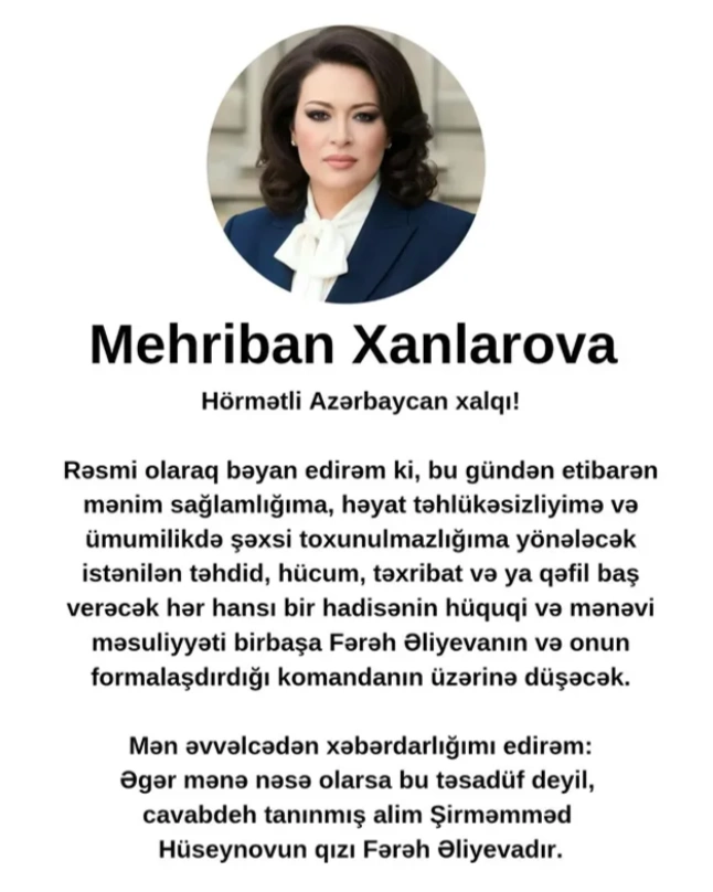 Əməkdar artist: Əgər mənə nəsə olarsa, bu, təsadüfi deyil