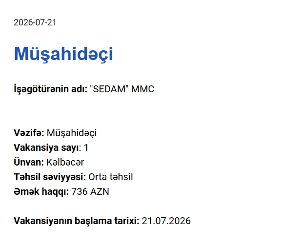 Qarabağda yeni iş yerləri - Maaşlar 2100 manata çatır