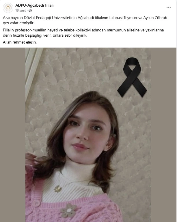 Azərbaycanda tələbə vəfat etdi - SƏBƏB açıqlandı