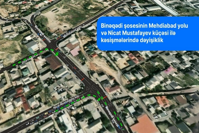 Bakının bu hissəsində yol hərəkətinin təşkili dəyişir