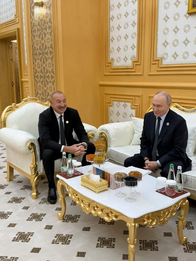 MDB dövlət başçıları görüşü çərçivəsində İlham Əliyev Vladimir Putin və Sərdar Berdiməhəmmədovla görüşüb