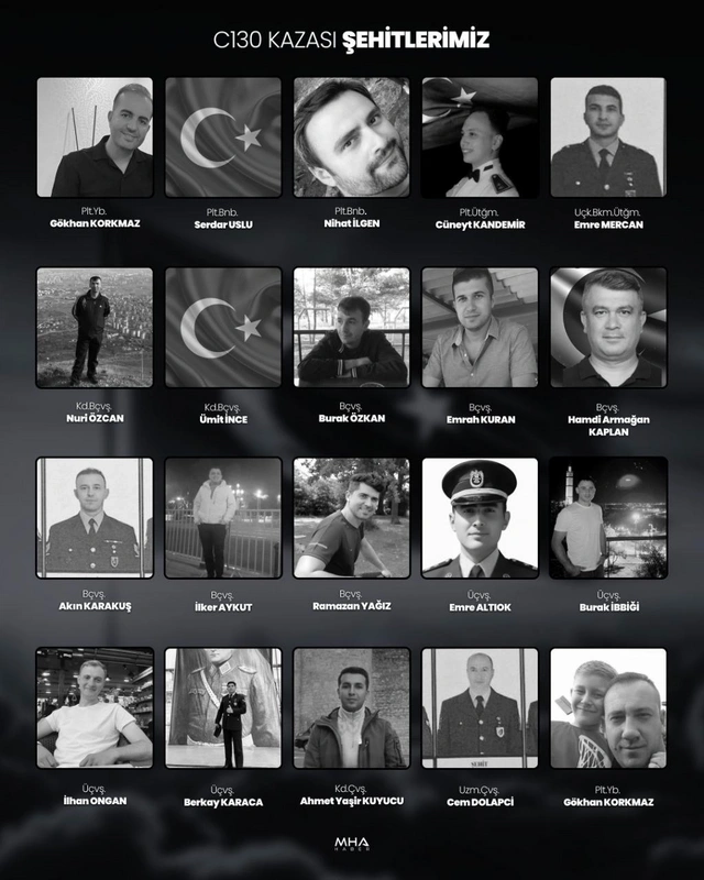 Türkiyəyə məxsus təyyarə qəzasında həlak olan hərbçilərin adları BƏLLİ OLDU