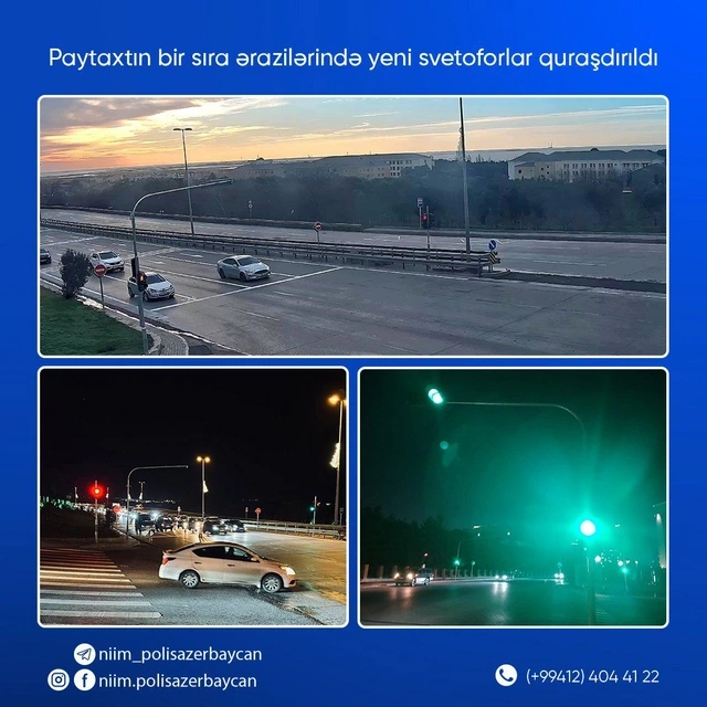 Paytaxtda yeni nəqliyyat və piyada işıqforları quraşdırılıb