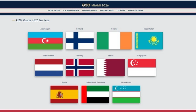 Azərbaycan G20 sammitinə dəvət olunan ölkələr siyahısına daxil edilib