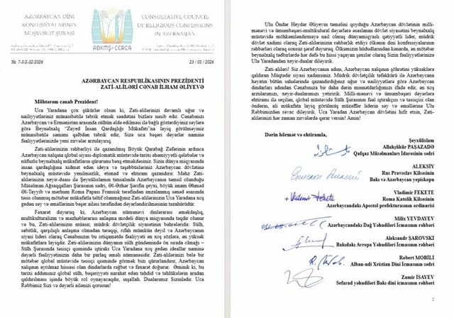 Azərbaycandakı Dini Konfessiyaların rəhbərləri İlham Əliyevi təbrik ediblər