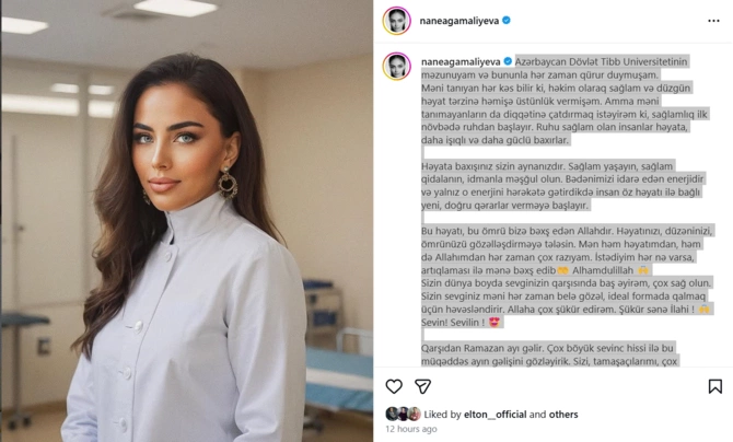 Nanə görünüşünü tənqid edənlərə səsləndi: 