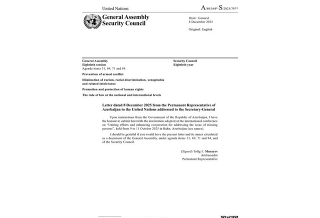 The Baku Declaration on Missing Persons Published as an Official UN Document