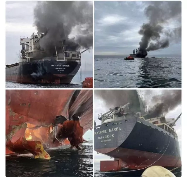 Hörmüz boğazında vurulan yük gəmisində 3 nəfər itkin düşdü