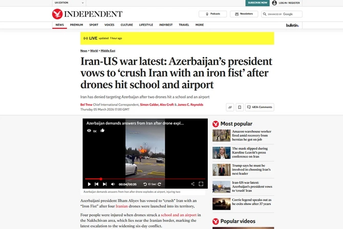 Prezident İlham Əliyevin İranın Azərbaycana hücumu barədə bəyanatları xarici mediada geniş işıqlandırılıb - İCMAL