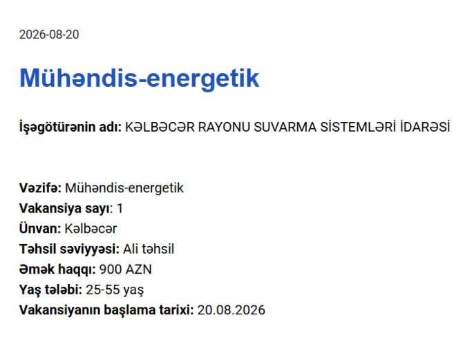 Qarabağda yeni iş yerləri - Maaşlar 2100 manata çatır