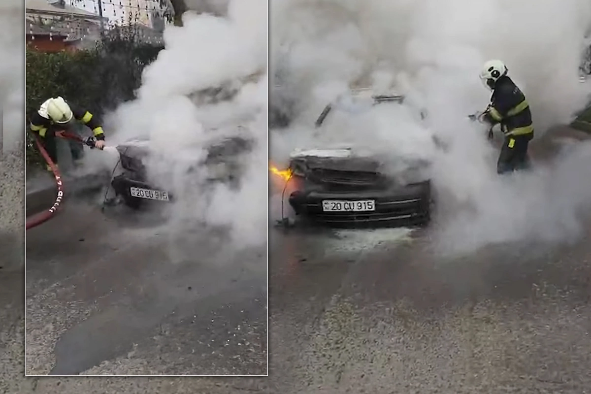 Bakıda avtomobil yanıb