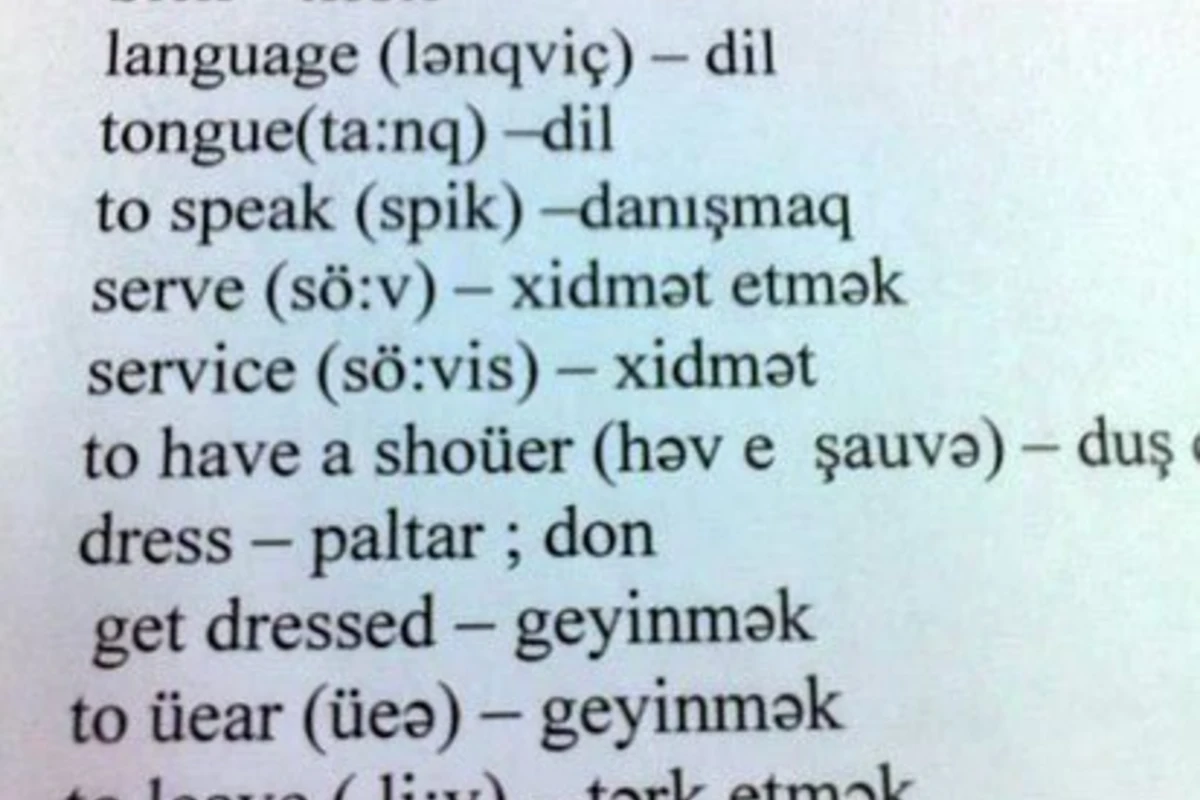İngilis dili lüğətindən...