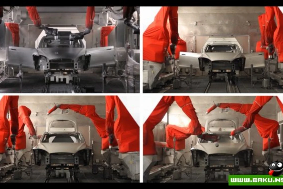 Процесс покраски кузова автомобиля на заводе: Tesla Model S [видео]