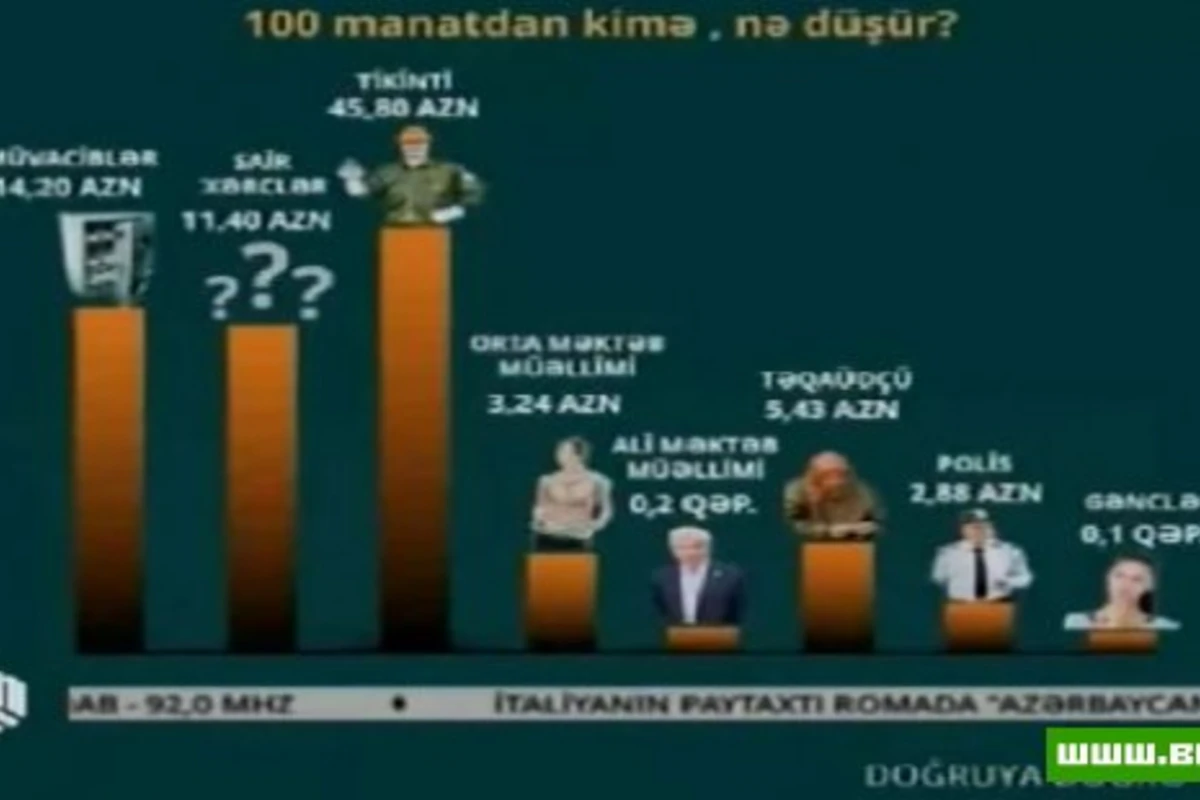Сколько приходится каждому со 100 AZN из бюджета на 2013 год [видео]