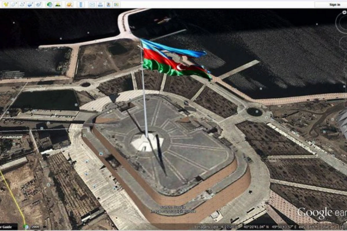 В Google Earth размещена фотография порванного азербайджанского флага