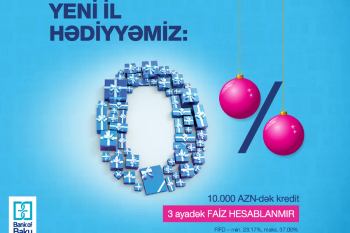 Новогодняя кампания от «Bank of Baku»: «Кредит под ноль процентов»!