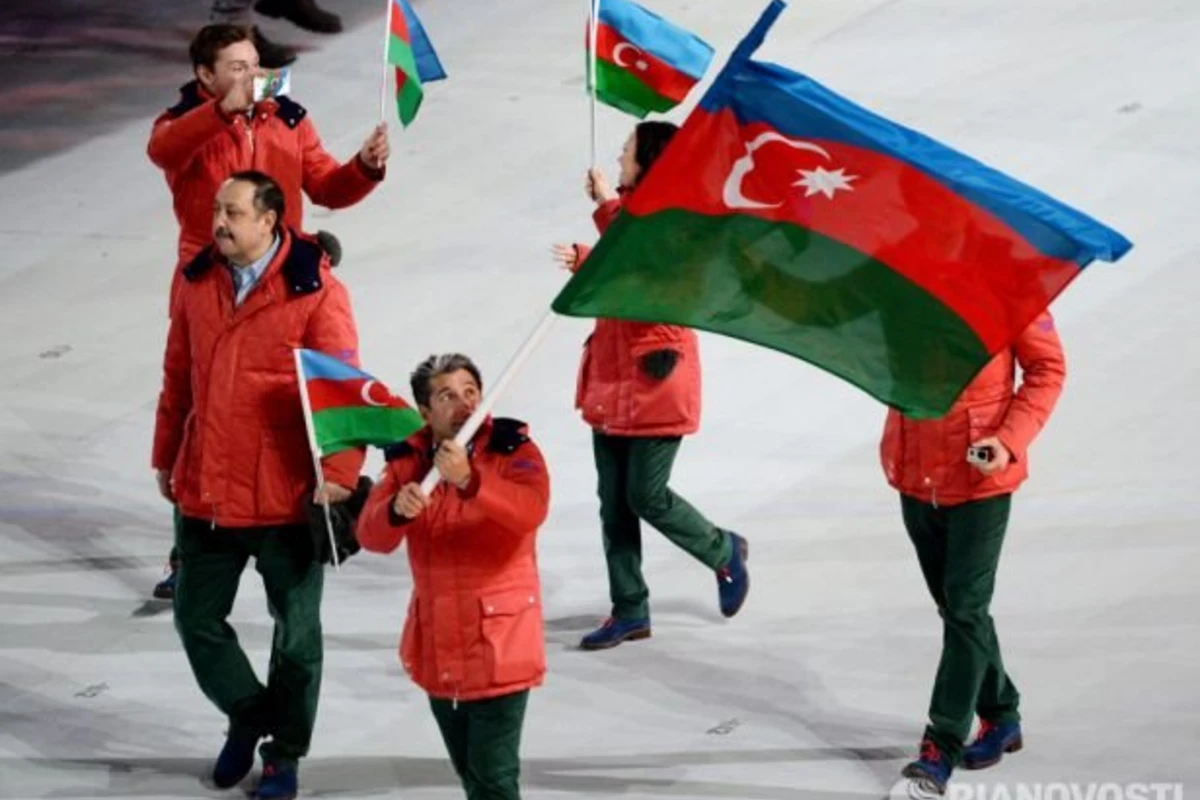Сборная Азербайджана на церемонии открытия Олимпиады в Сочи