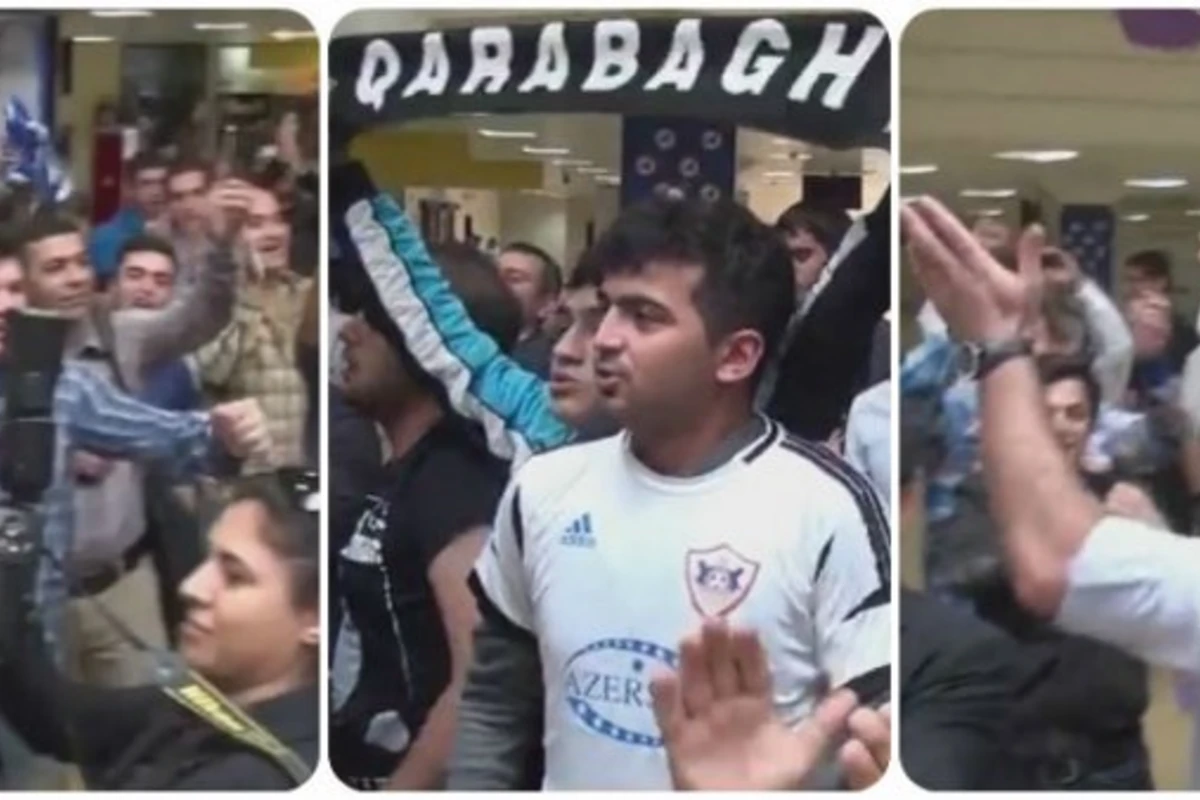 Флешмоб в бакинском аэропорту: фанаты проводили Карабах в Милан (видео)