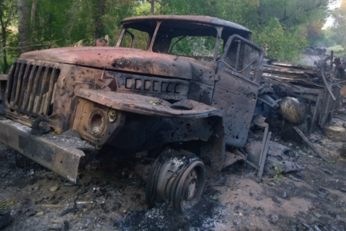 В Шеки сгорел грузовик