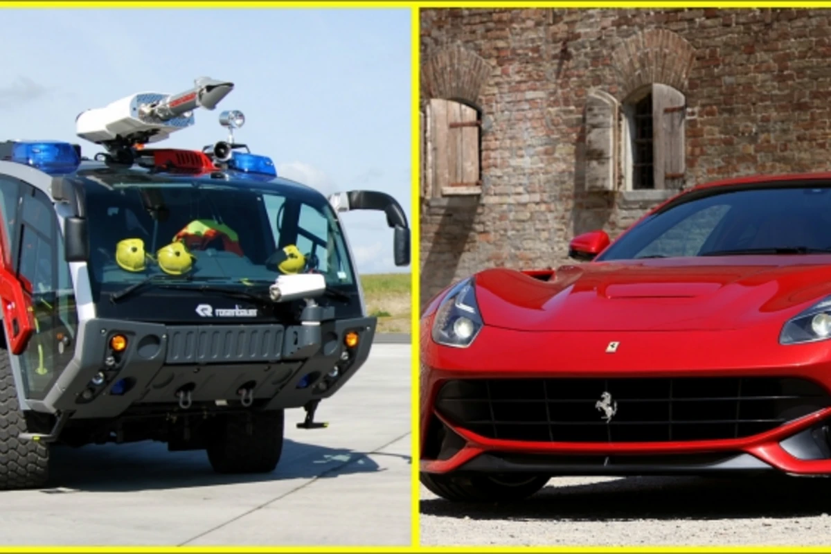Ferrari против пожарной машины (видео)