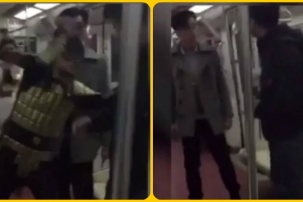 Metroda sərnişinləri qəzəbləndirən gənci çəkiclə döydülər (VİDEO)