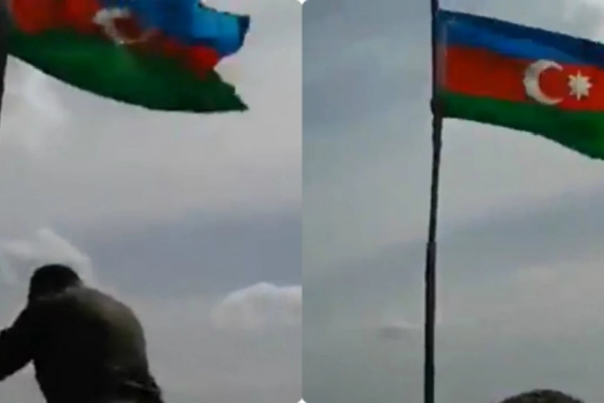 Азербайджанские солдаты водрузили флаг над постом в Карабахе (видео)