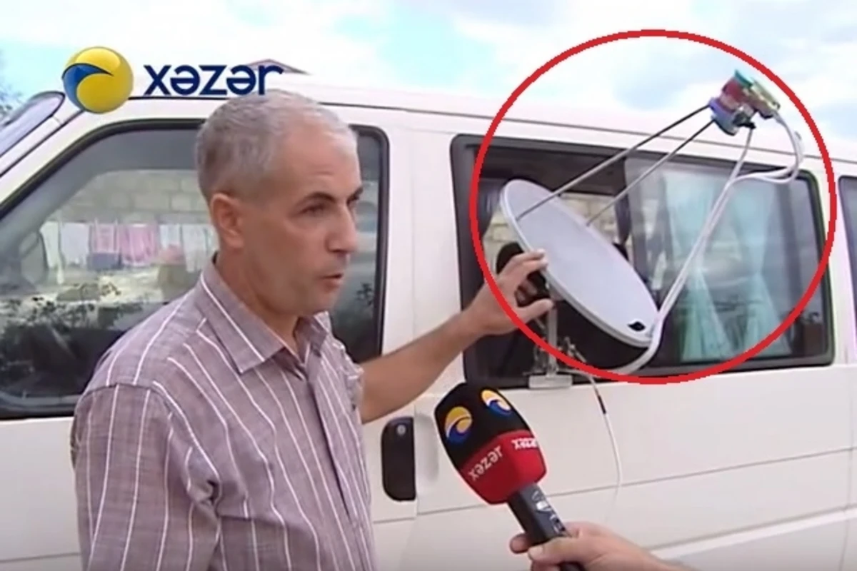Житель Баку установил на машину спутниковую антенну (видео)