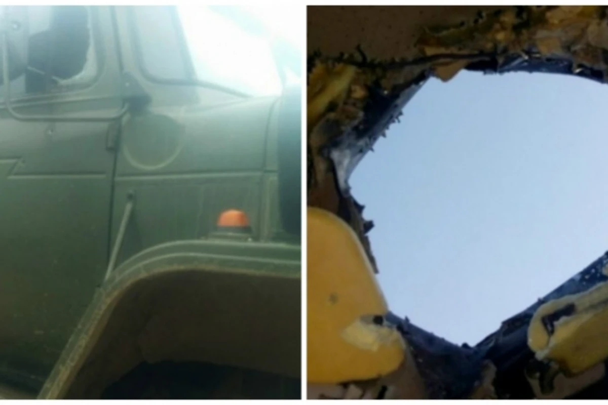 Азербайджанские солдаты одним выстрелом подбили военный автомобиль армян (фото)