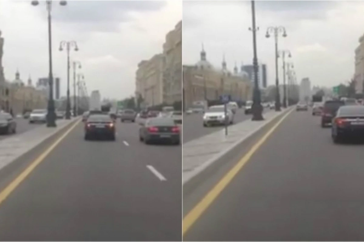 Довольно редкий случай на дорогах в Баку попал на камеру (видео)