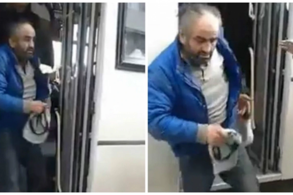 В Баку водитель вышвырнул из автобуса душевнобольного пассажира (видео)