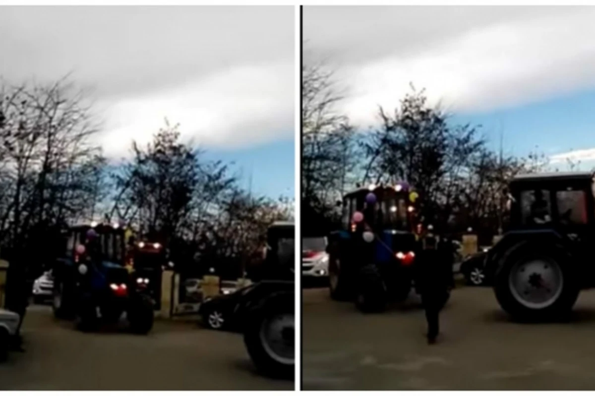 Необычный свадебный кортеж в Азербайджане удивил прохожих (видео)