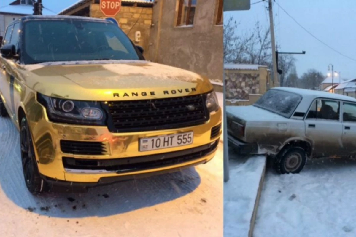 Azərbaycanda 07 100 min dollarlıq Rang Roverlə toqquşdu (FOTO)
