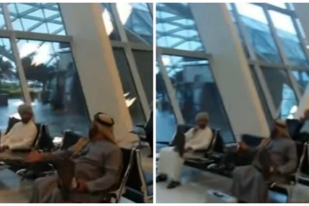 Арабские шейхи с охотничьими птицами в бакинском аэропорту (видео)
