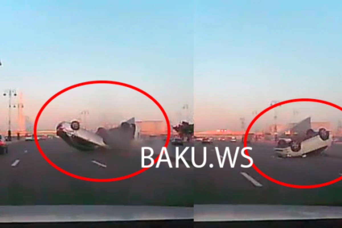 Страшное столкновение автомобилей в Баку попало на камеру (видео)