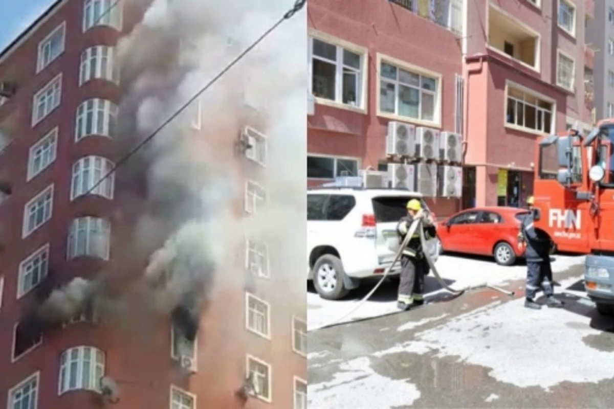 Пожар в центре Баку (видео)