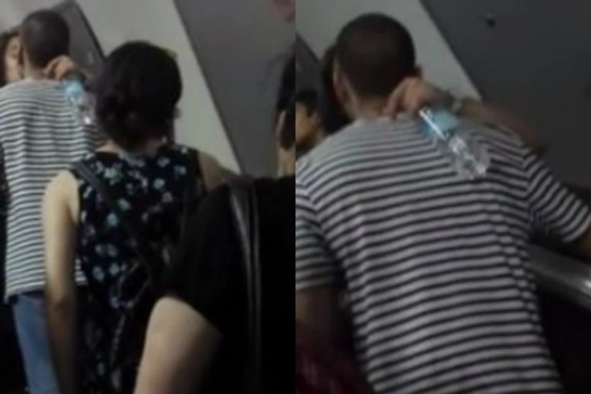 Целующаяся пара в бакинском метро попала на камеру (видео) Целующаяся пара в бакинском метро попала на камеру (видео)