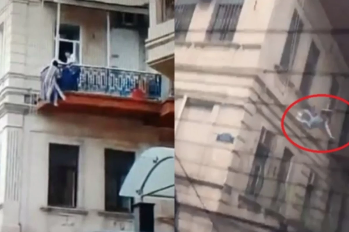 Bakıda özünü binadan atan qadının intihar anının  YENİ VİDEOsu