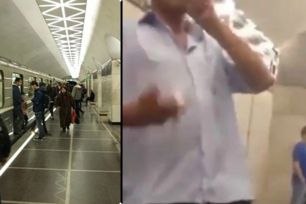 Bakı metrosunda sərnişinlə polis arasında mübahisə: Paqonlarını çıxardaram (VİDEO)