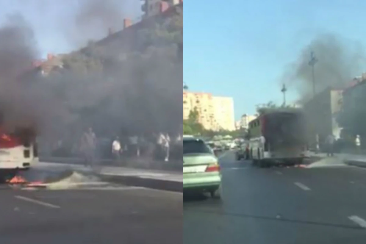 Bakıda avtobus küçənin ortasında alışdı (VİDEO)
