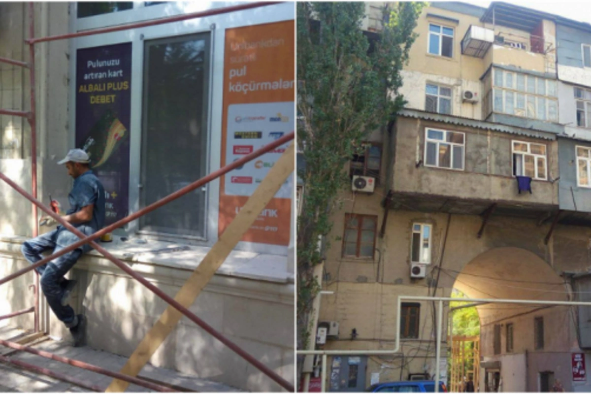 Bakıda nonsens: binalara ağlayın üstündən yeni ağlay vurulur (FOTO, VİDEO)