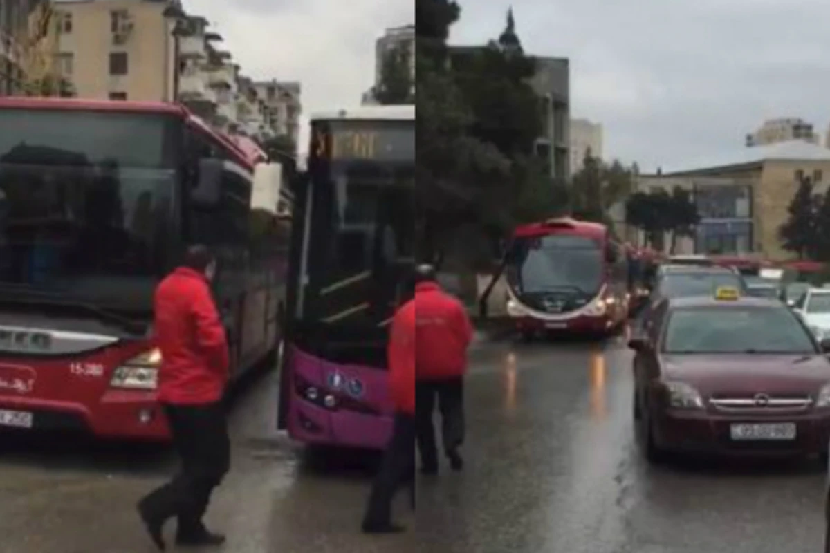 Bakıda təmirə görə avtobuslar yolda qaldı - Sərnişinlərin DİQQƏTİNƏ (VİDEO)