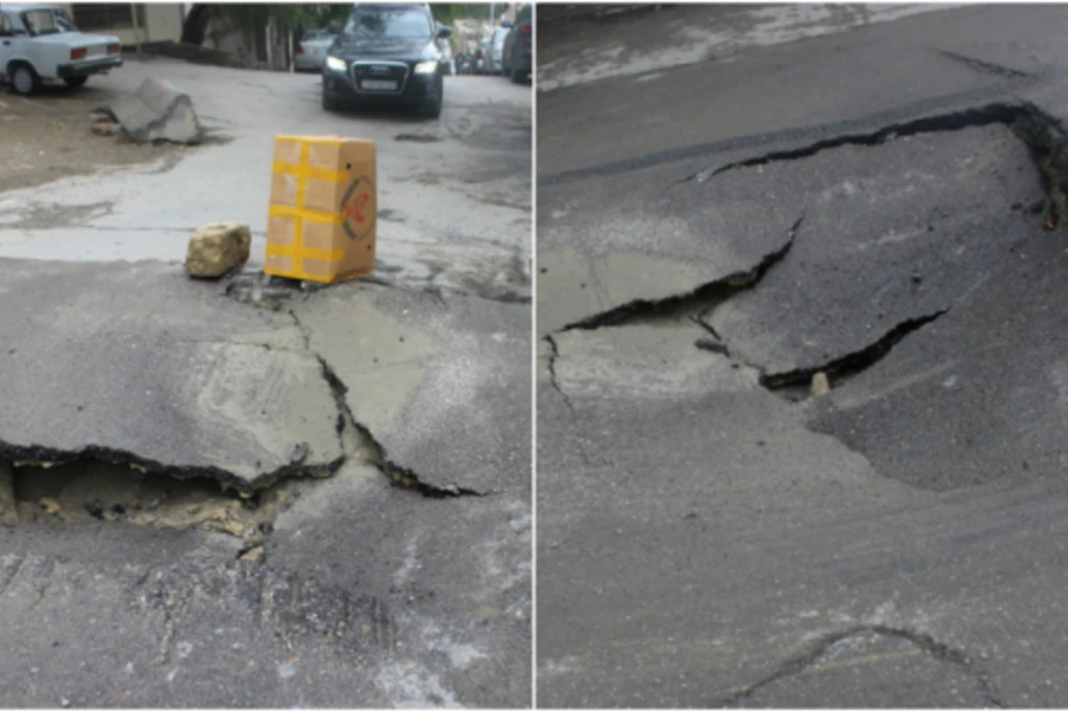 Bakıda daha bir yol çökdü: Maşınlar üçün təhlükə yaranıb (FOTO, VİDEO)