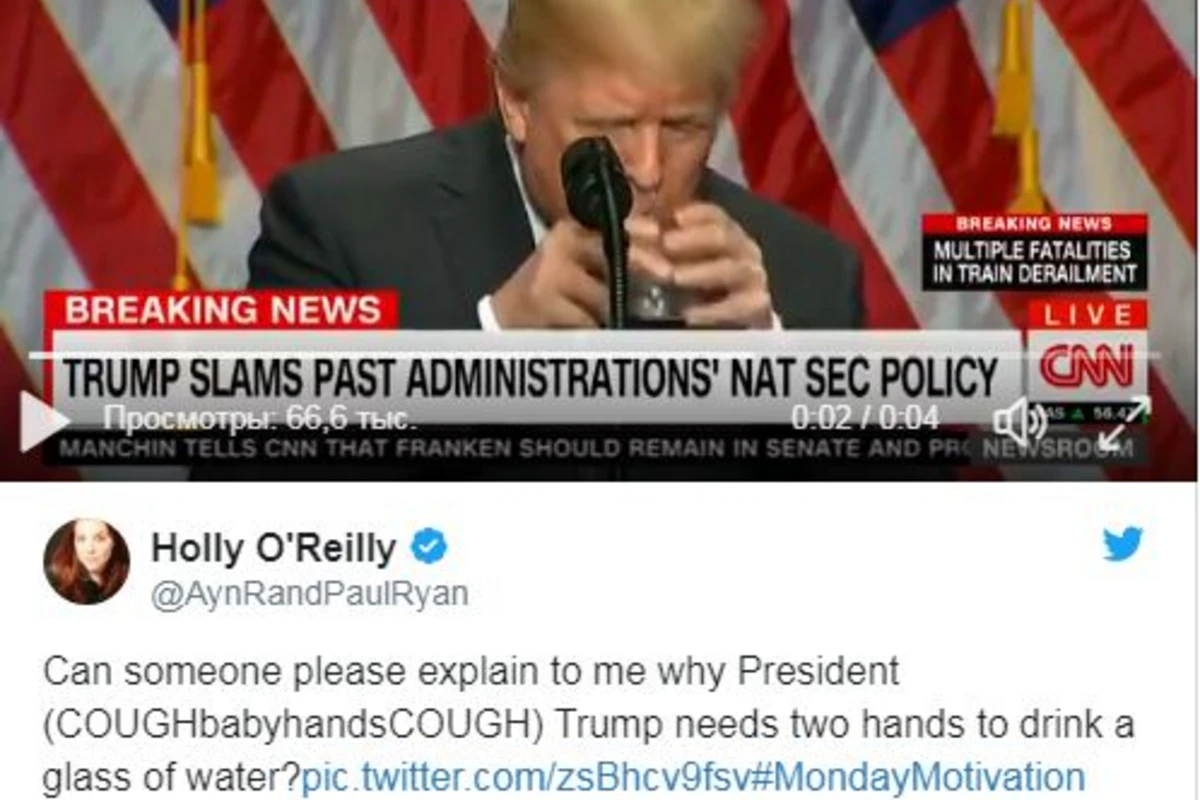 Пьющий воду Дональд Трамп взорвал Твиттер (видео)