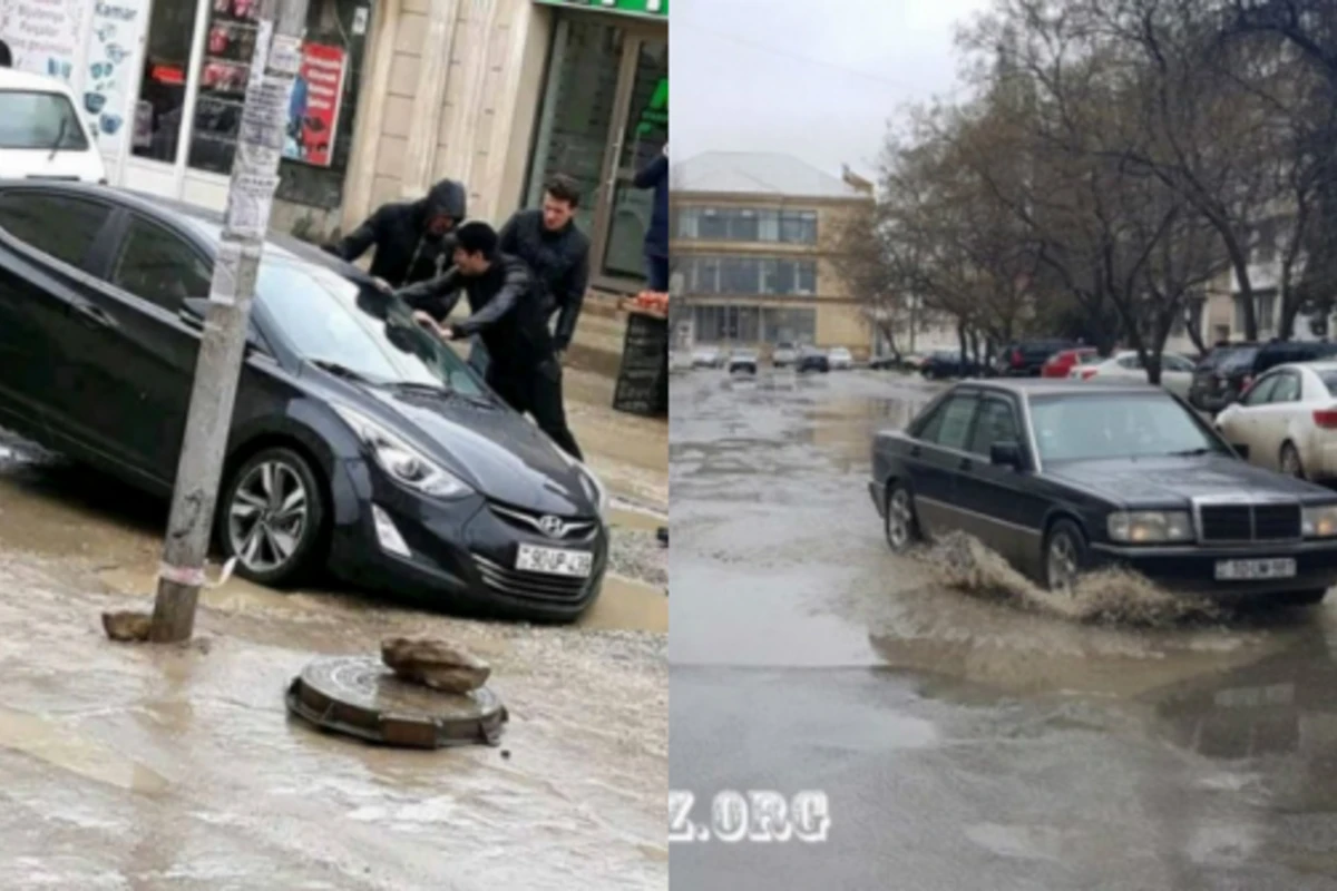 Дождь затопил пригороды Баку (фото, видео)
