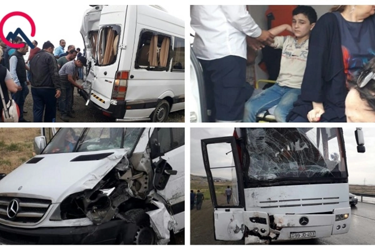 Nabrandan Bakıya gələn 3 avtobus qəzaya uğradı - Yaralılar var (FOTO)