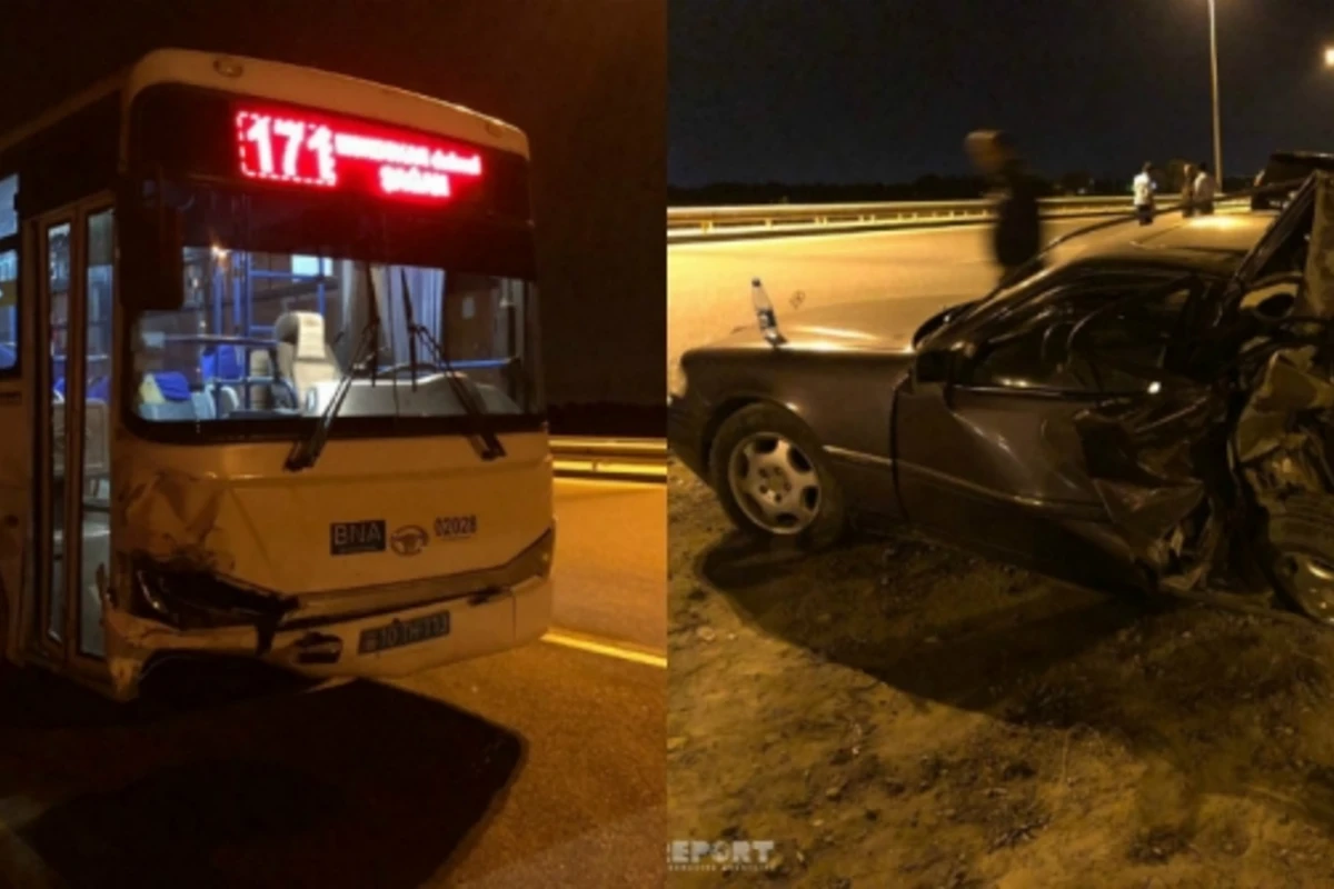 Еще одна автобусная авария в Баку - ВИДЕО