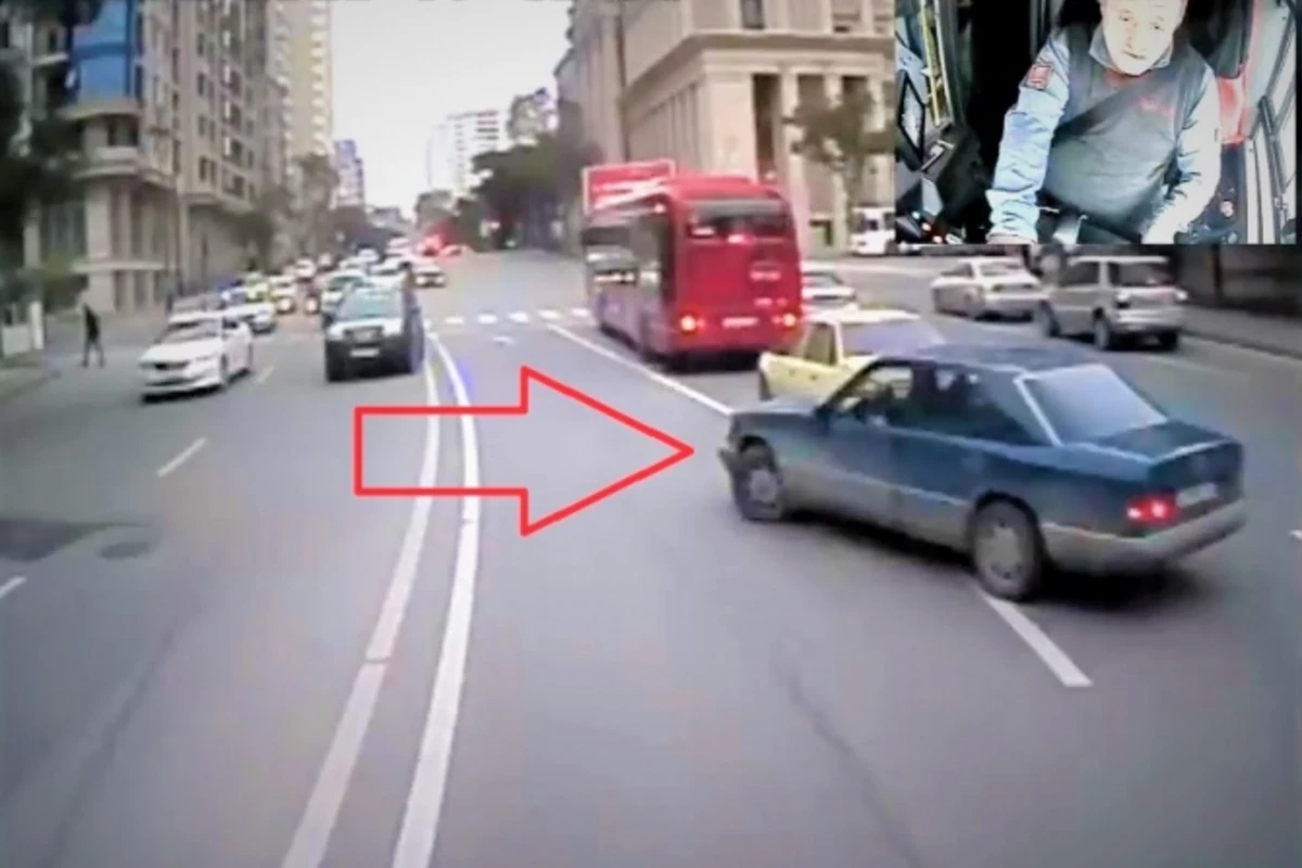 Baku Bus sürücüsü sərnişinlərin həyatını xilas etdi (VİDEO)