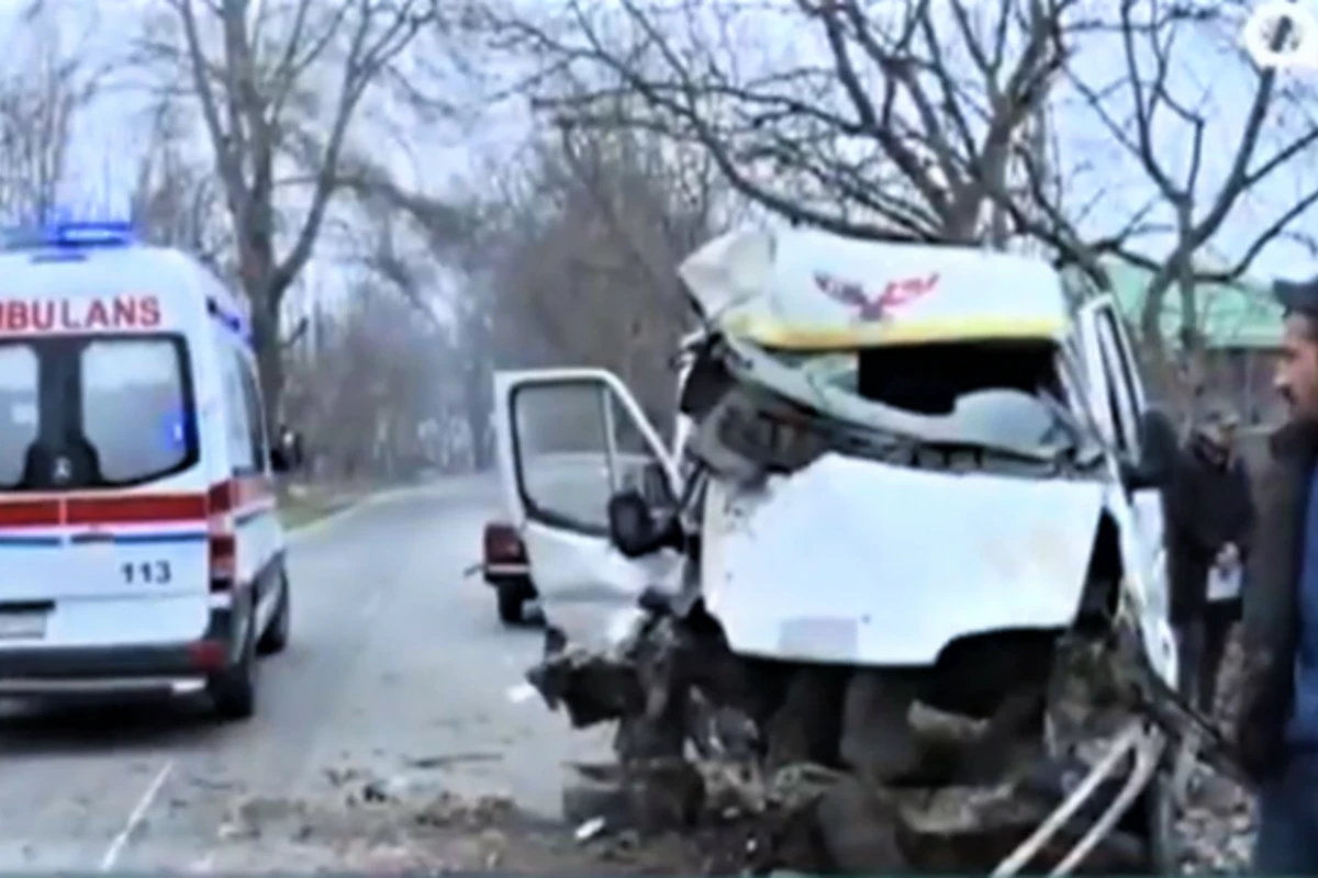 Şəkidə DƏHŞƏT! Mikroavtobus ağaca çırpıldı: 3 yaralı – VİDEO