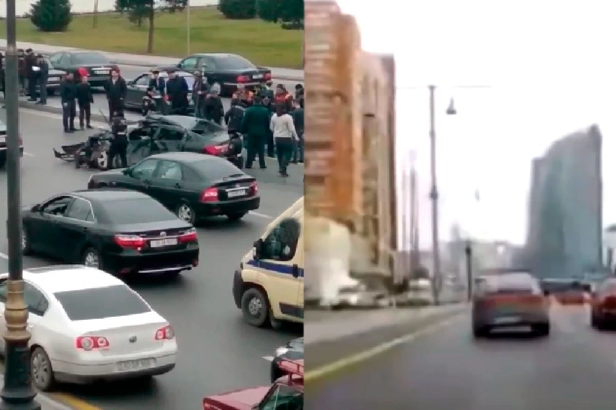 За минуту до страшного ДТП в Баку - ВИДЕО